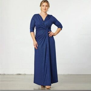 Kiyonna Romanced by Moonlight Gown Long Maxi Dress Shimmer Evening Star